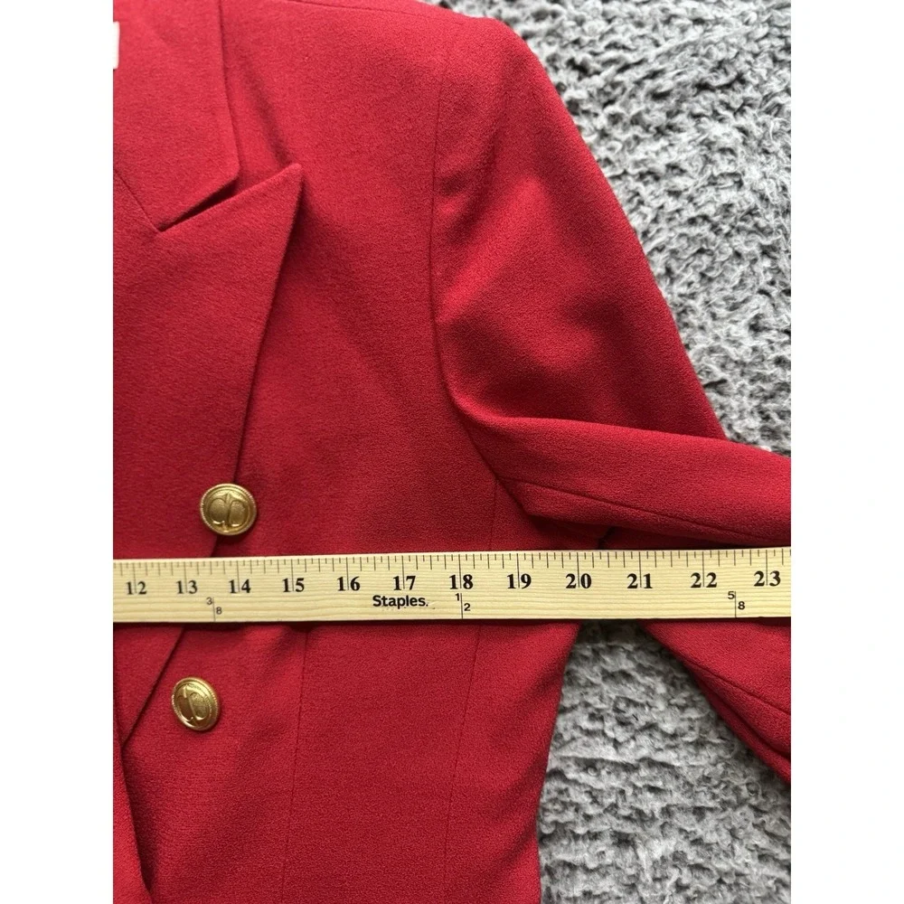 Vintage Christian Dior Red Double Breasted Blazer‎ Jacket Gold Logo Buttons